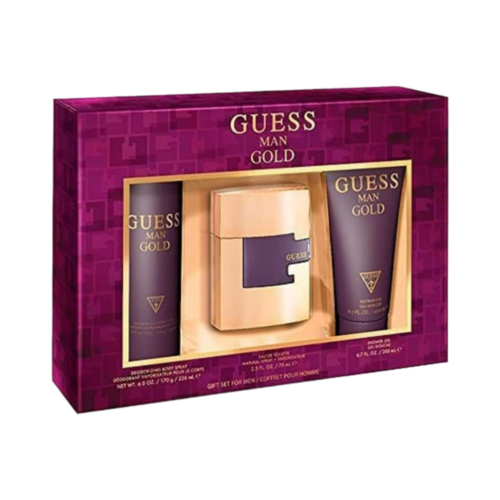 Men's Gold 3-Piece Eau de Toilette Set - 75ml Luxury Cologne Gift for Him - Perfect for Date Nights, Special Occasions & Everyday Wear