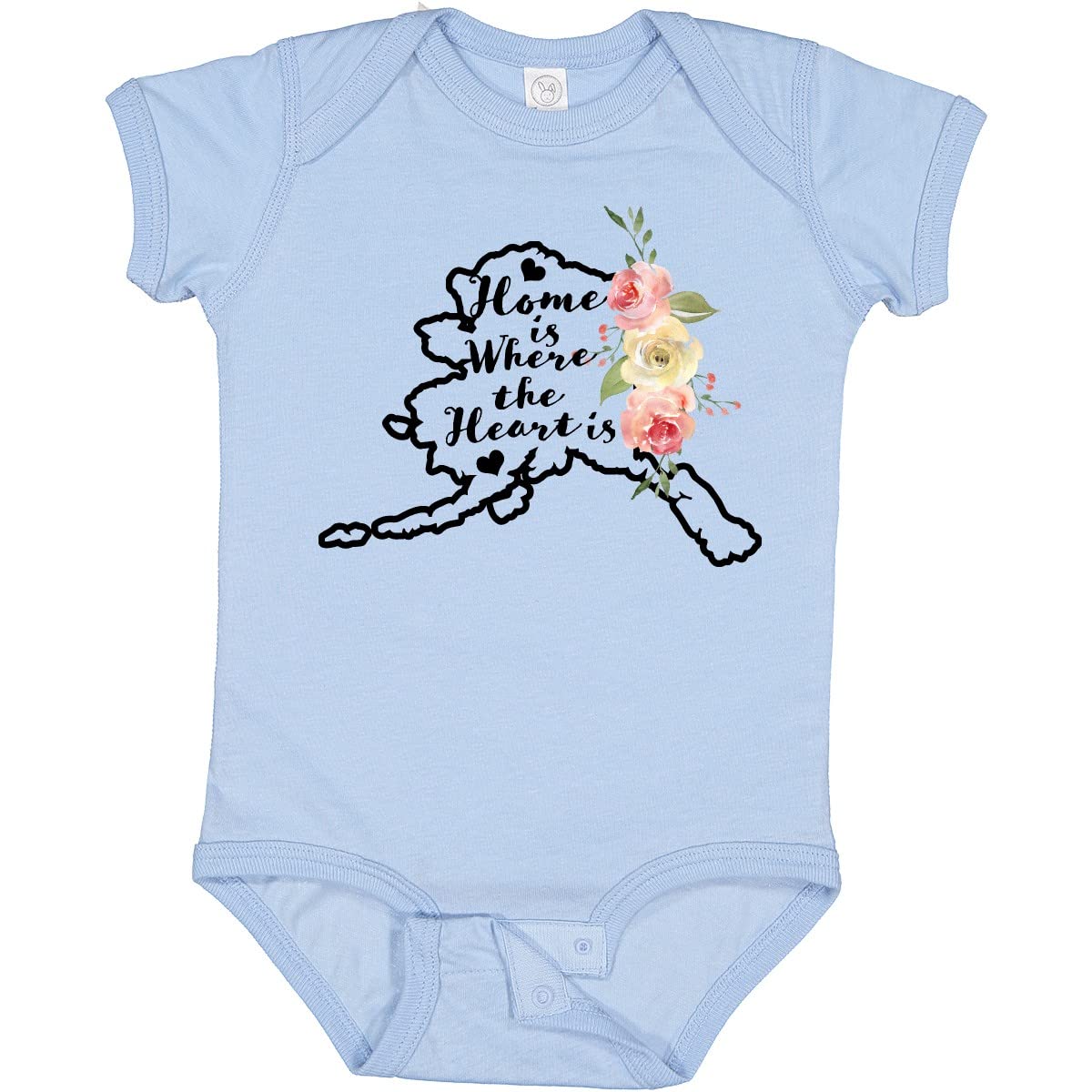 Inktastic Alaska Home is Where The Heart is Watercolor Floral Baby Bodysuit - Soft Cotton Onesie for Newborns & Infants - Perfect for Family Photos, Baby Showers & Everyday Wear