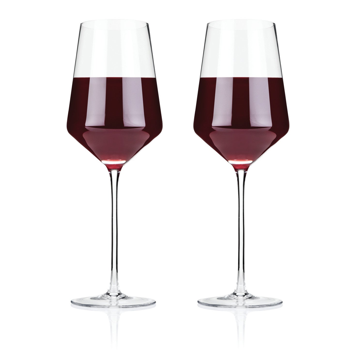 Raye Angled Crystal Bordeaux Wine Glasses Set of 2 - Elegant Stemware for Red Wine, Dinner Parties & Romantic Evenings