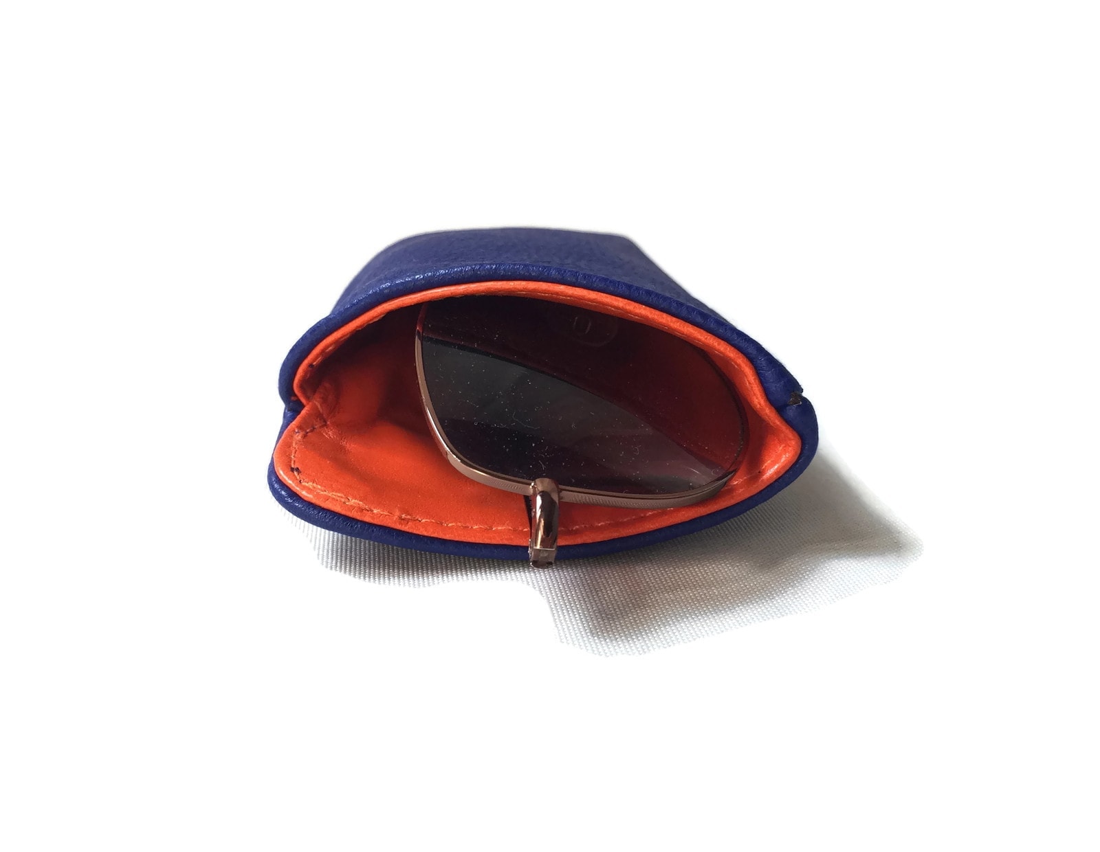 Hoyt Vegan Leather Sunglasses Case - Padded Protective Cover for Eyewear in Graphite & Royal Blue | Travel, Beach & Outdoor Accessories