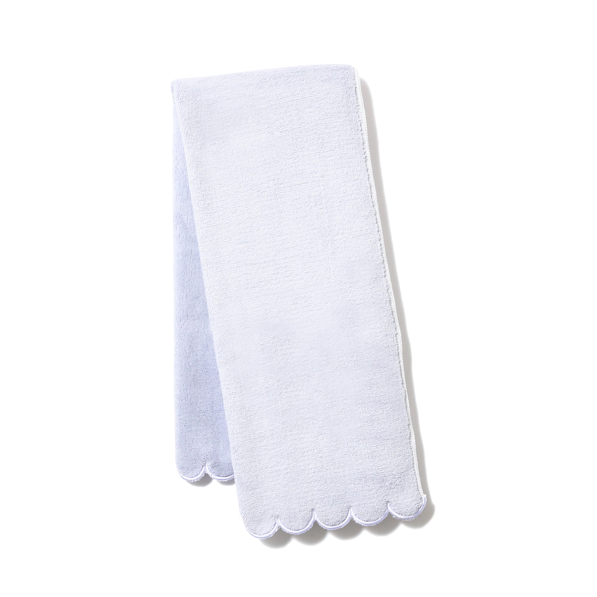 Premium Microfiber Face Towel - Soft & Absorbent Scallop Edge Light Blue Washcloth for Gentle Skin Care, Makeup Removal & Spa Use