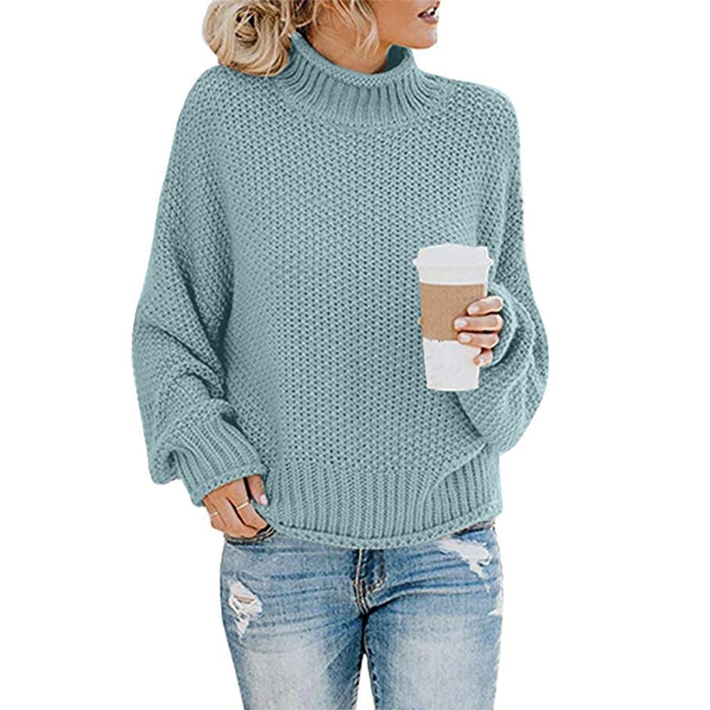 Women's Long Sleeve Turtleneck Sweater - Soft Casual Loose Pullover Jumper Top in Solid Colors | Perfect for Fall Winter Outfits, Office Wear & Cozy Home Relaxation