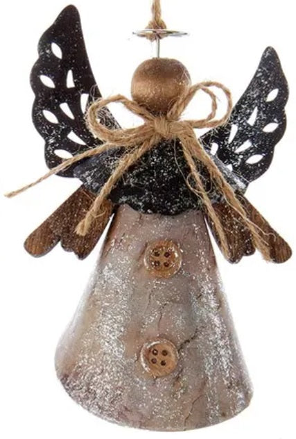 4.75 Inch Rustic Angel Christmas Ornament - Handmade Wooden Holiday Decor for Tree, Gift, or Home Decoration - Perfect for Christmas, Winter, and Holiday Season