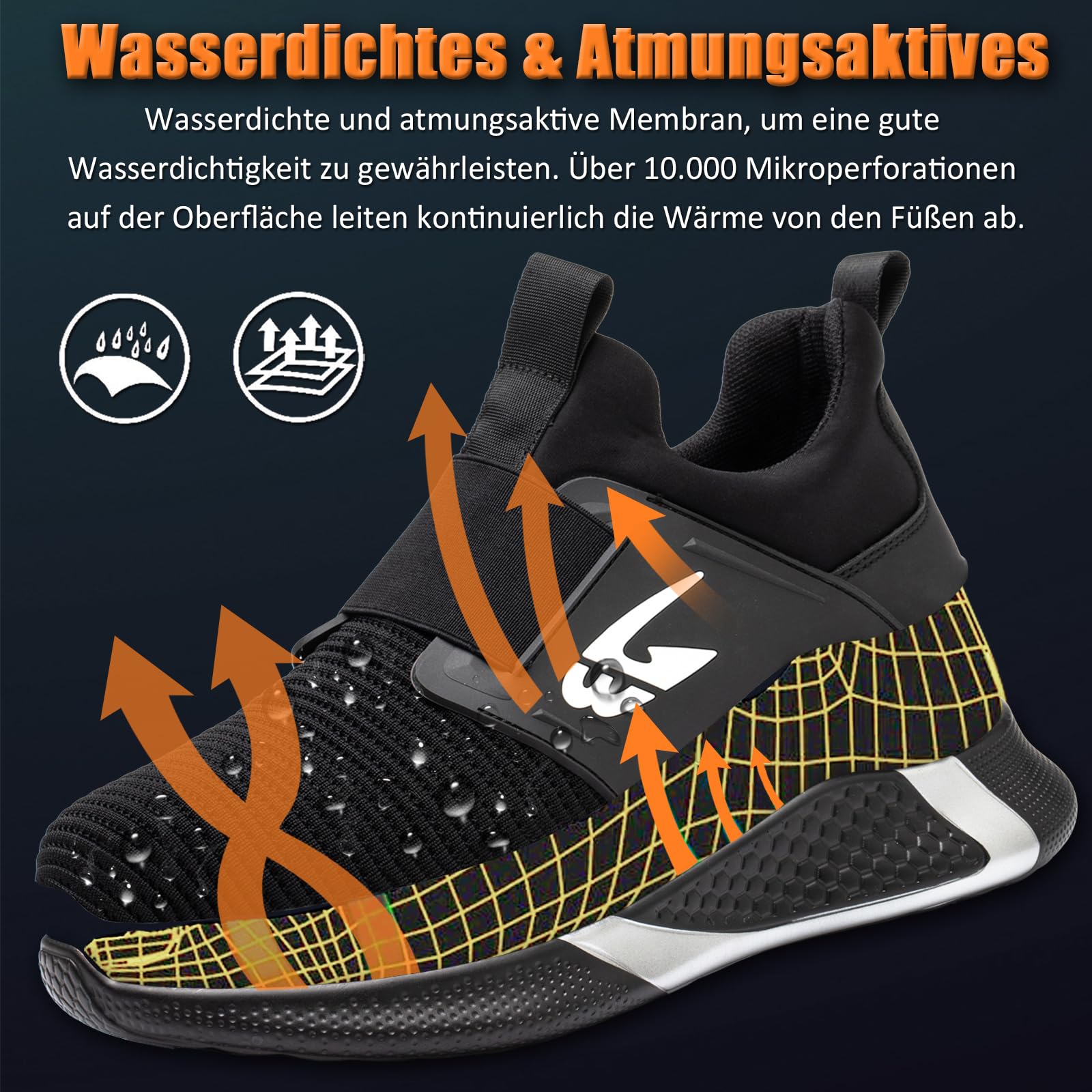 Men's Steel Toe Work Shoes - Lightweight Waterproof Safety Boots for Men & Women - Non-Slip, Breathable Protective Footwear for Construction, Warehouse & Outdoor Work
