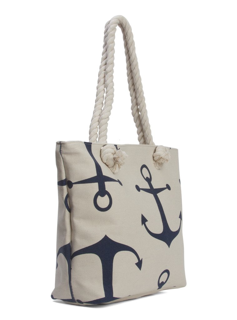 Stylish Anchors Wide Beach Tote Bag - Large Waterproof Summer Tote for Women - Perfect for Beach, Pool, Travel & Shopping