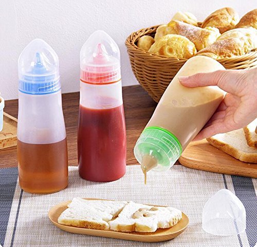 Zollyss 400ml Plastic Squeeze Bottles (2-Pack, Multicolor) - Condiment Dispenser for Sauce, Vinegar, Oil & Ketchup | Perfect for Kitchen, BBQ, Salad Dressing & Food Prep