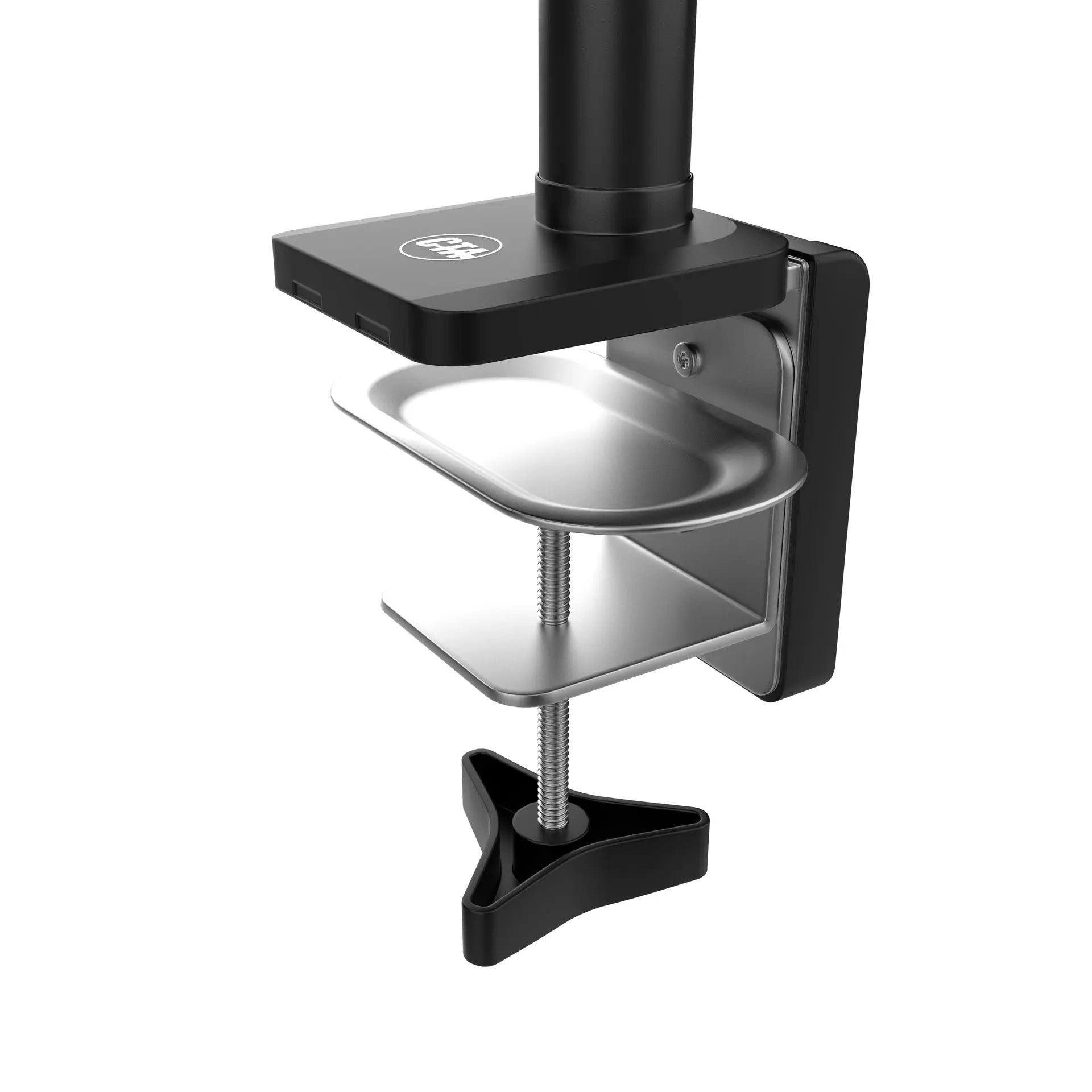 Adjustable Articulating Desk Clamp Mount with Secure Enclosure - Perfect for Monitors, Laptops, and Tablets in Home Office & Gaming Setups