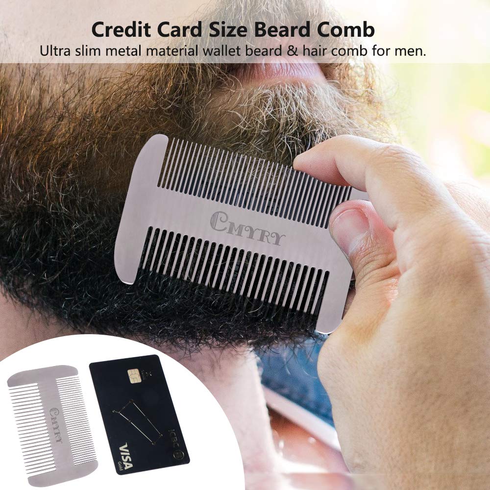Stainless Steel Beard Comb for Men - Anti Static Pocket Comb for Mustache & Hair, Travel & EDC Wallet Comb (Perfect for Grooming On-The-Go & Daily Use)