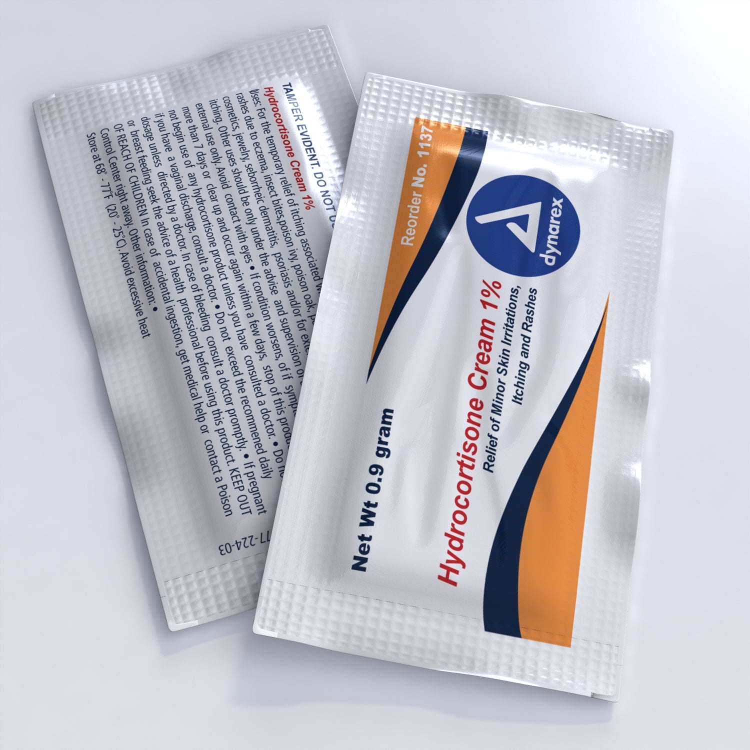 Dynarex 1% Hydrocortisone Anti-Itch Cream - 0.9g Single-Use Packets (144 Count) - Fast Relief for Poison Ivy, Bug Bites & Skin Irritations - Travel & First Aid Essential
