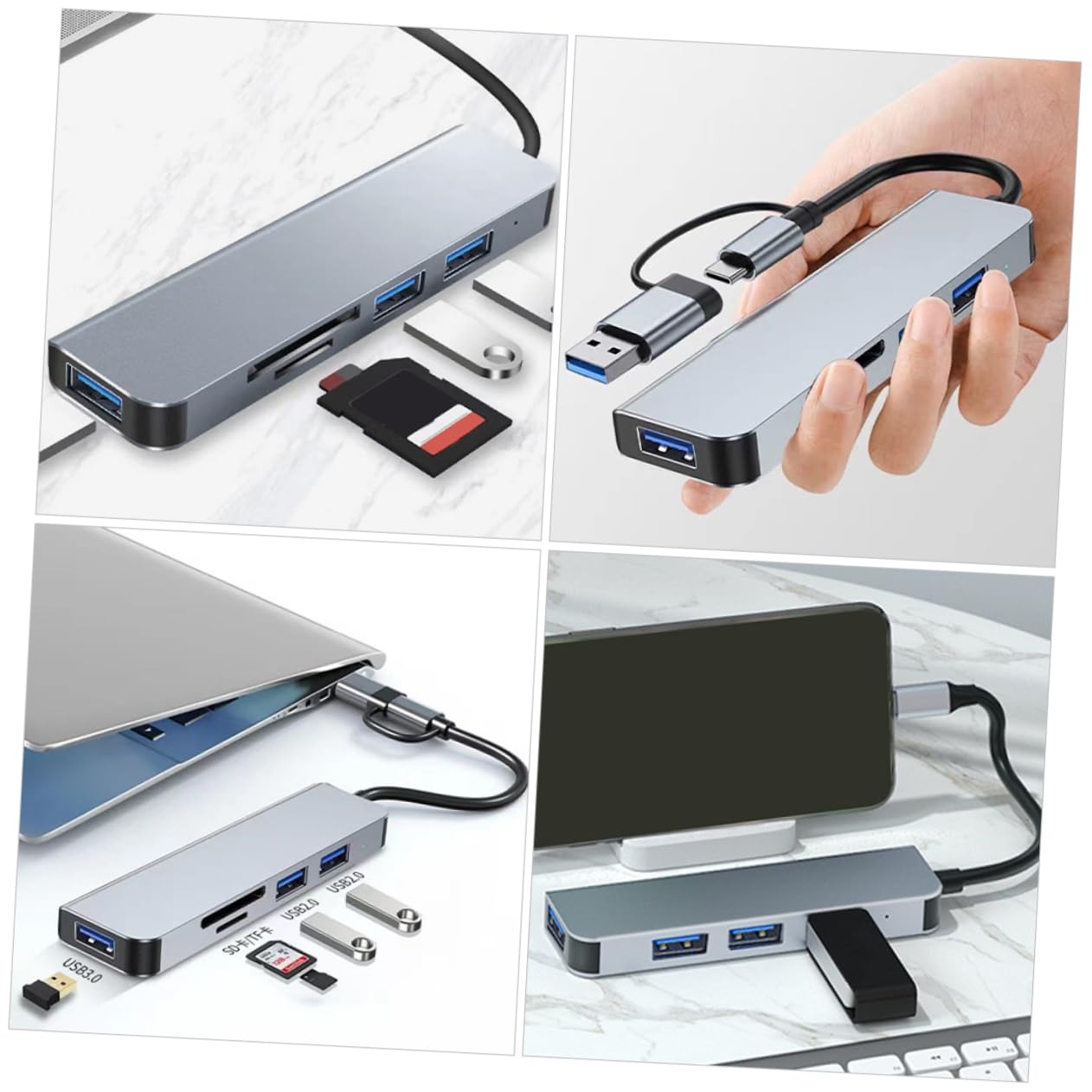 Mikikit 7-in-1 USB C Hub with 4K HDMI, 3 USB Ports, SD/TF Card Reader - Multi-Port Adapter for MacBook Pro/Air, Dell, HP, Lenovo Laptops - Perfect for Home Office, Travel & Conference Presentations