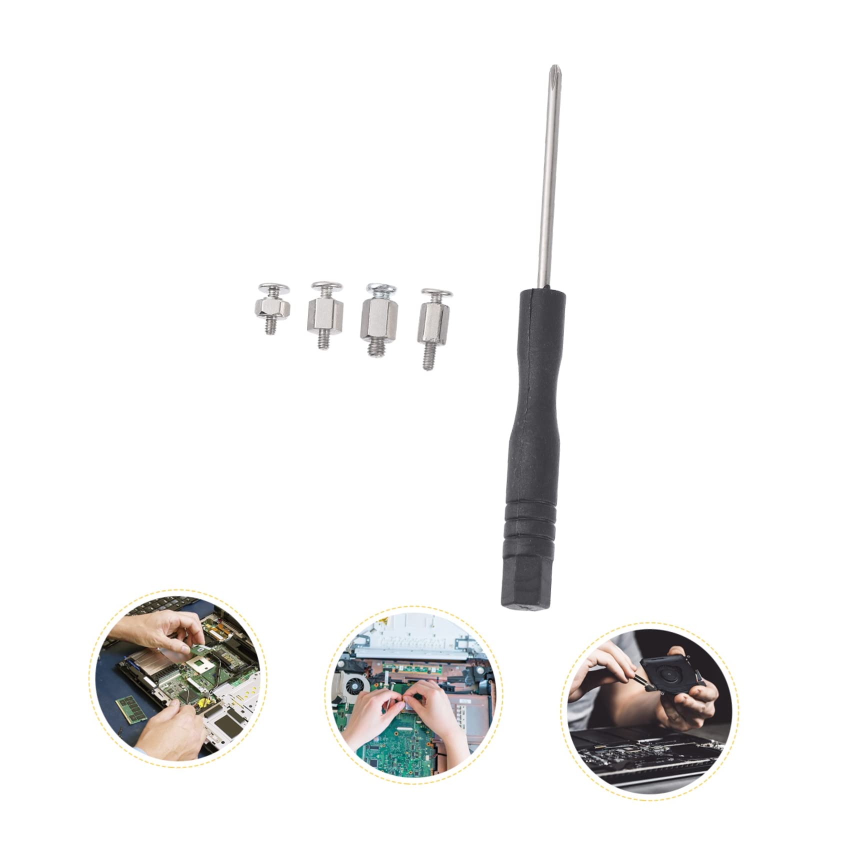 ABOOFAN 4 Sets Computer Screw Kit - 2 SSD Mounting Screws, 2 Notebook Holder Screws, 2 Stainless Steel Motherboard Rivet Nuts - Perfect for PC Building, Laptop Repair & SSD Installation