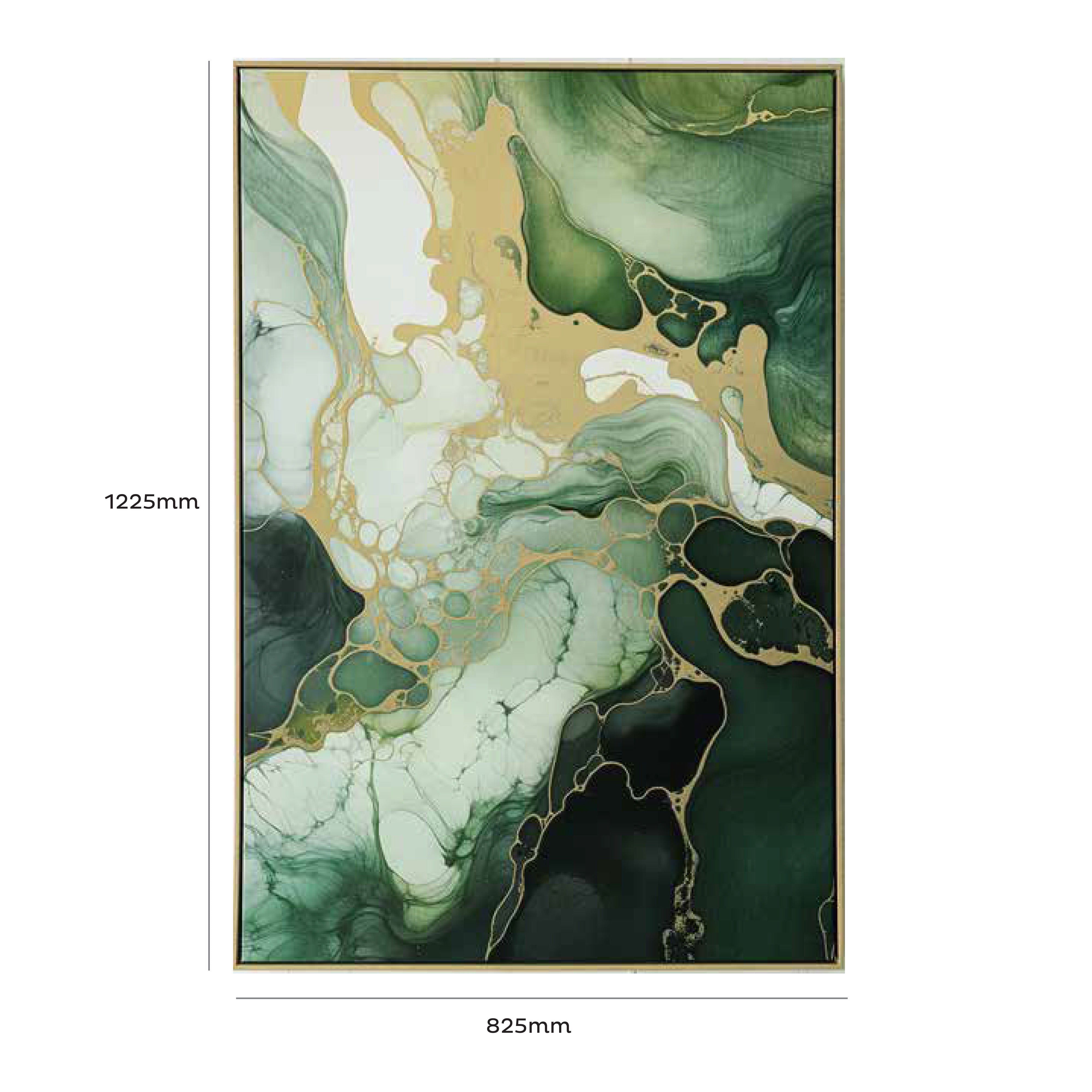 Urban Style Green Marble Foiled Canvas Brushmarks - Elegant Home Decor for Living Room, Bedroom & Office Wall Art