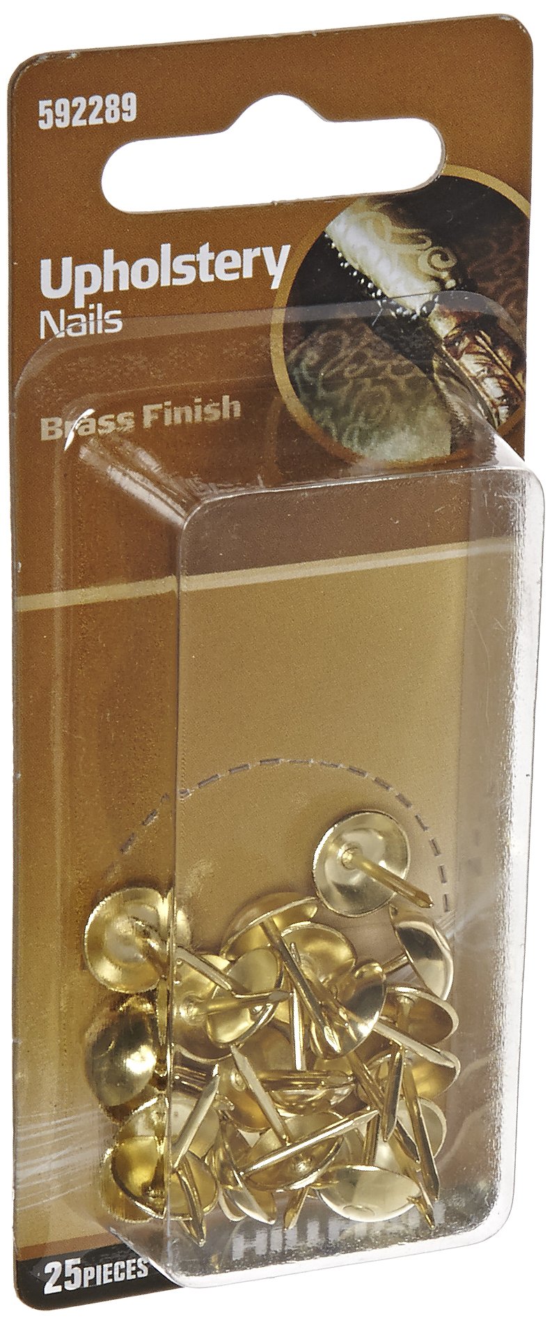 592289 Decorative Brass Upholstery Nails - 25 Pack for Furniture Repair & DIY Home Decor Projects - Perfect for Sofa, Chair, Headboard & Cabinet Restoration