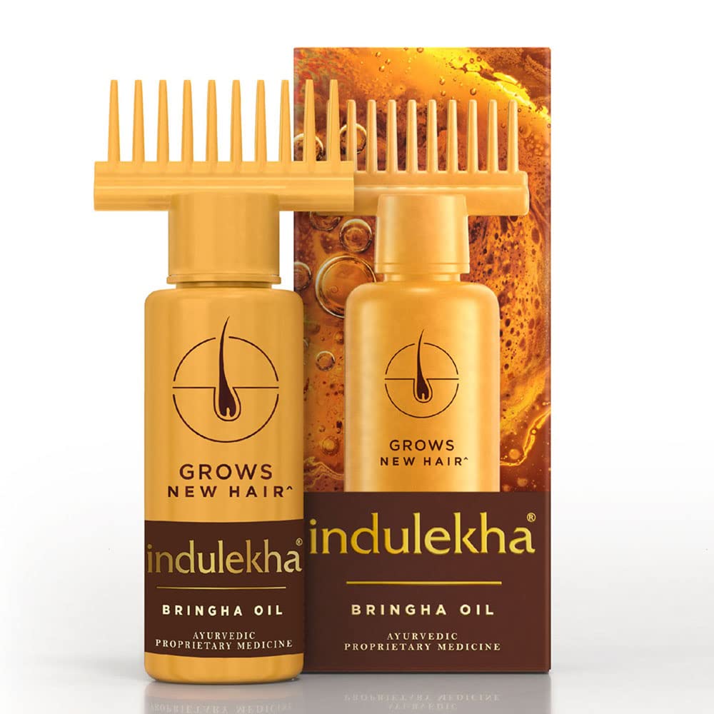 Indulekha Bringha Ayurvedic Hair Oil - 50ml for Hair Fall Control with Amla & Coconut Oil | Comb Applicator Included | Promotes Hair Growth & Scalp Health | Perfect for Daily Hair Care Routine & Ayurvedic Treatments