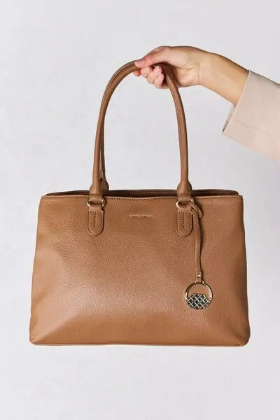 David Jones Structured Leather Handbag for Women - Premium Genuine Leather Tote Bag with Shoulder Strap - Perfect for Work, Travel & Everyday Use