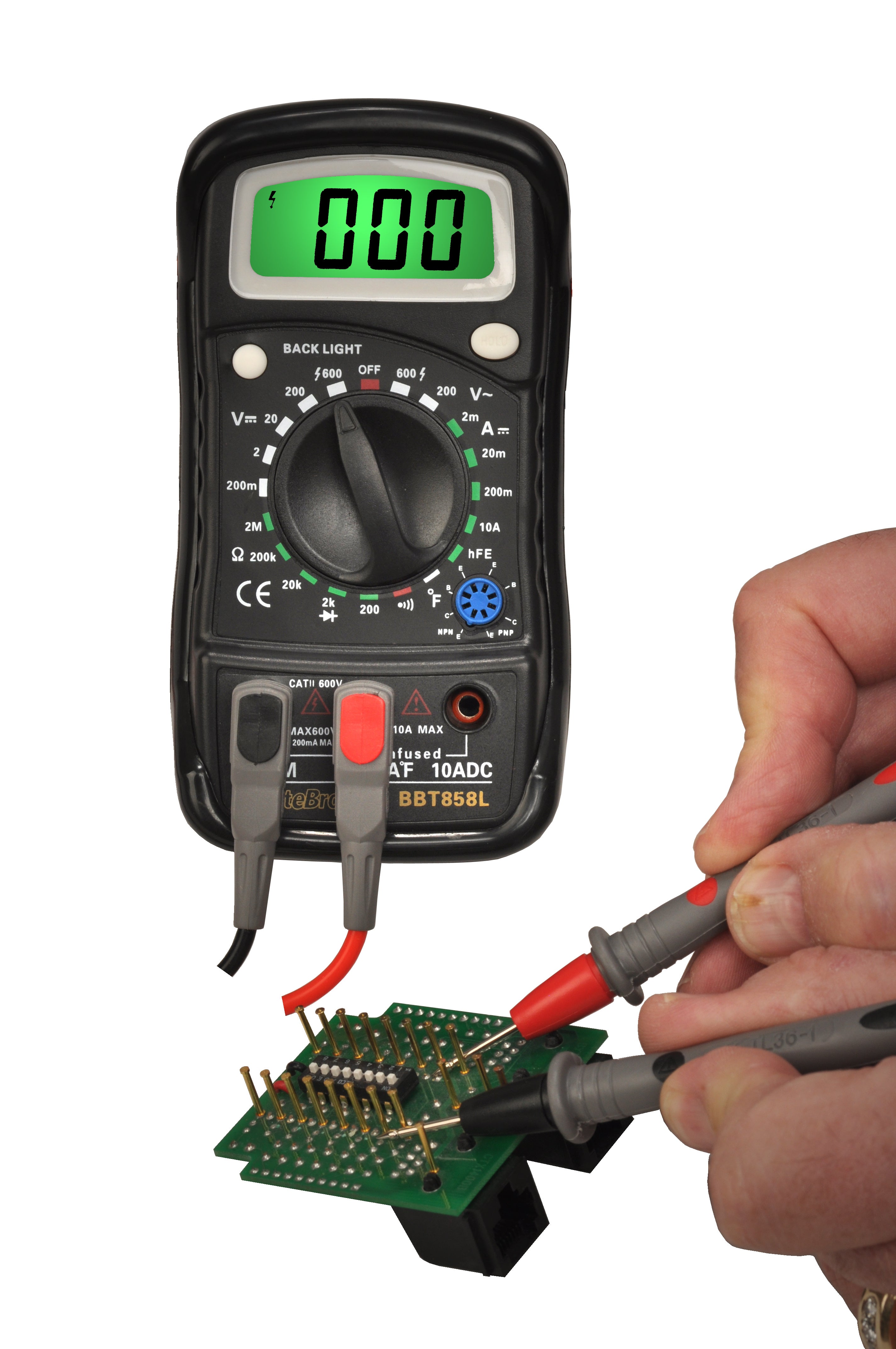 3 ½ Digit Pocket Digital Multimeter with Temperature Measurement - CAT III 600V Safety Rating (BBT858L) | Perfect for Home Electrical Repairs, HVAC Maintenance & DIY Electronics Projects