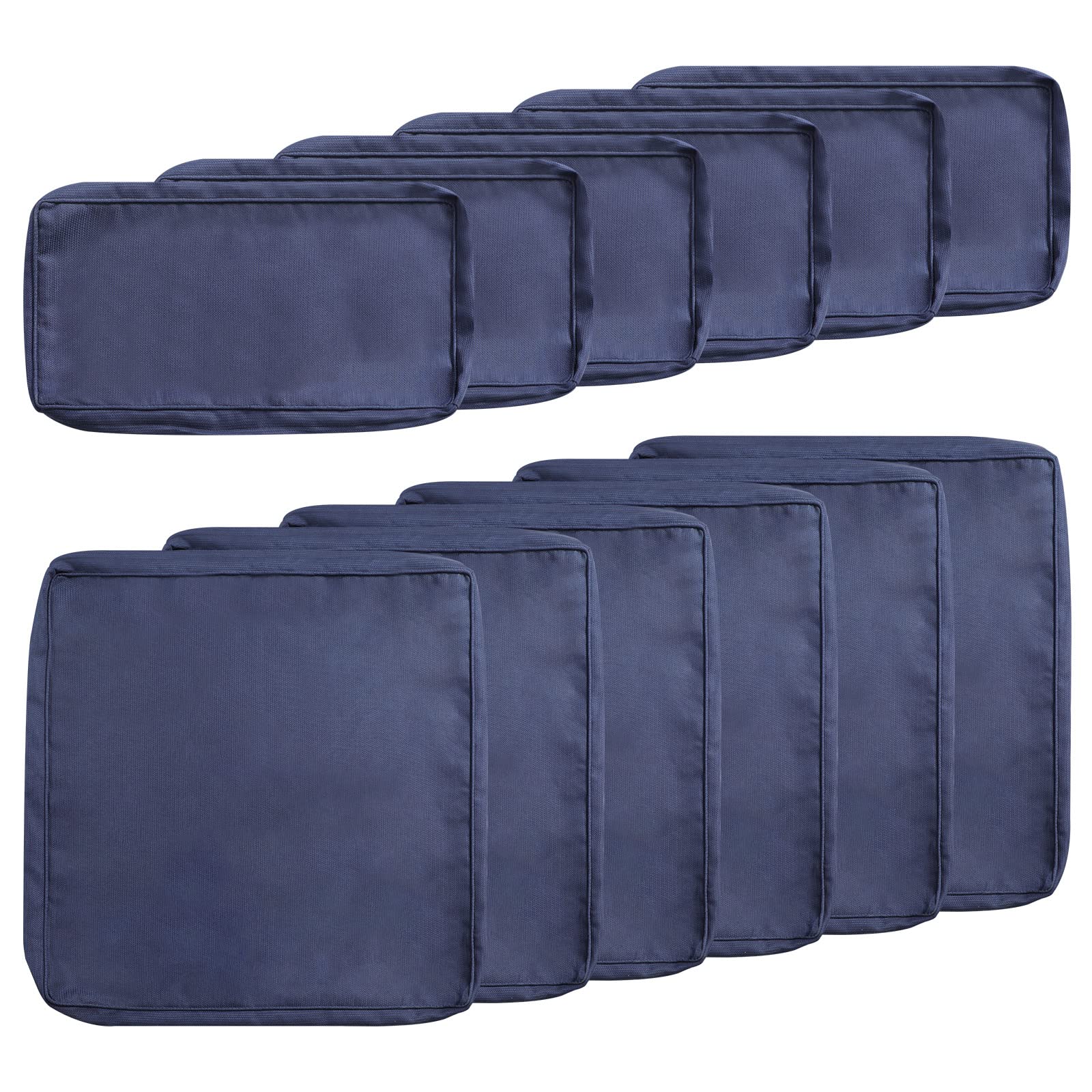 12-Piece Outdoor Patio Cushion Covers Set - Waterproof Replacement Slipcovers for Patio Furniture (6 Seat + 6 Back Covers) with Zipper - Perfect for Outdoor Sofa, Couch, Sectional - Dark Blue - Weather-Resistant & UV Protection for Backyard, Deck, Poolside Use