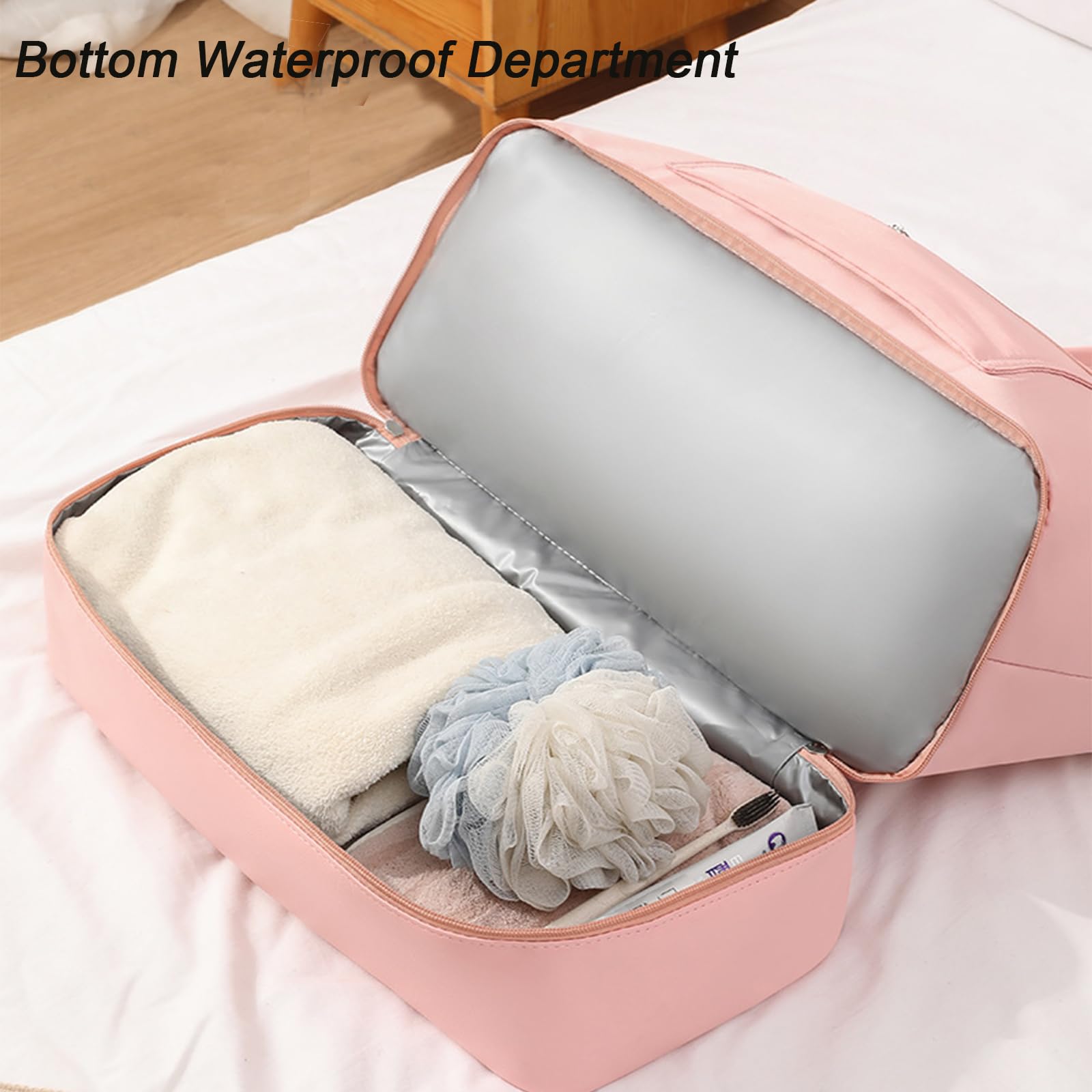 Waterproof Travel Duffle Bag for Women - Large Weekender Overnight Bag with Toiletry Pouch | Gym, Hospital, Maternity & Weekend Getaway Carry-On Shoulder Tote - Pink