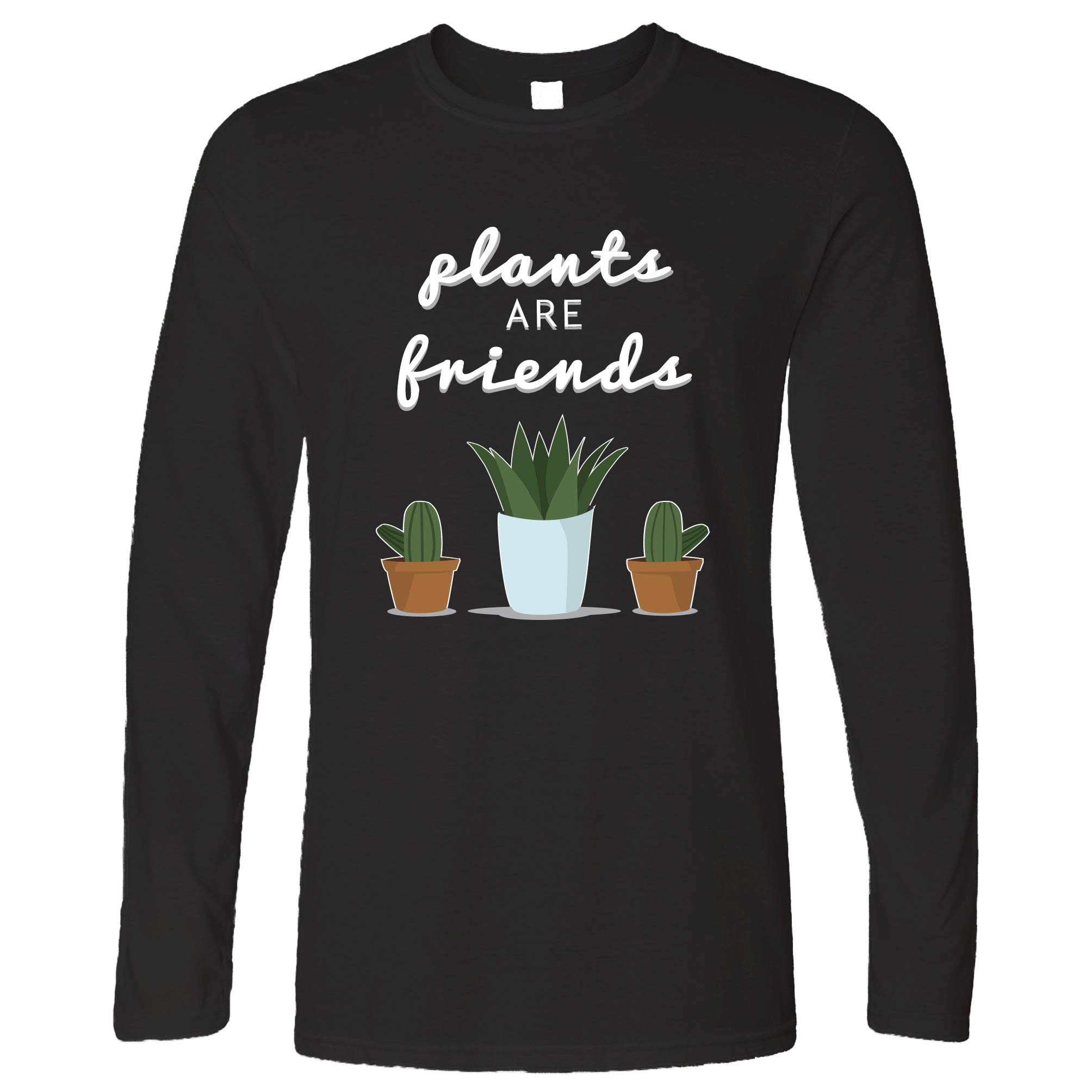 Cute Gardening Long Sleeve Shirt - Plants Are Friends Cactus Print T-Shirt for Women | Perfect for Plant Lovers, Gardeners & Outdoor Activities