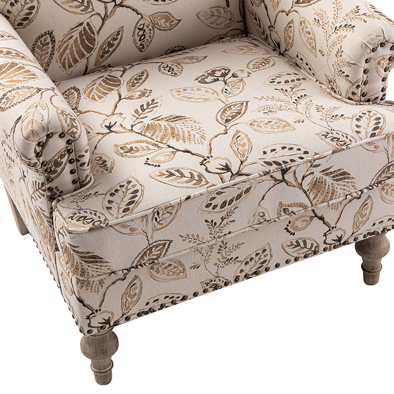 Raphael Farmhouse Armchair with Wooden Legs - Sturdy Frame Accent Chair for Living Room, Bedroom & Office (Multiple Styles Available)