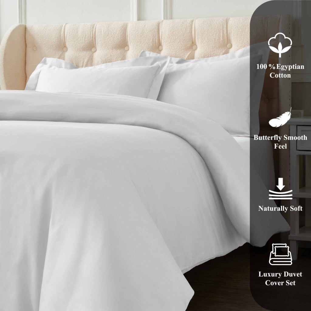 Premium 1200 Thread Count Egyptian Cotton Duvet Cover Set - King Size, Soft & Breathable for Ultimate Comfort - Perfect for Luxury Bedrooms, Hotels, and Cozy Home Decor