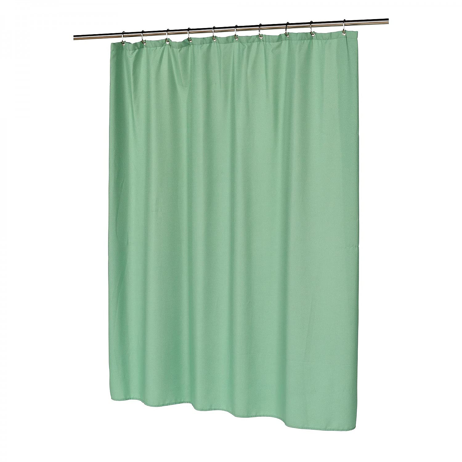 Carnation Home Fashions Waffle Weave Fabric Shower Curtain - Sage Green, Textured Bathroom Decor for Spa-Like Shower Experience