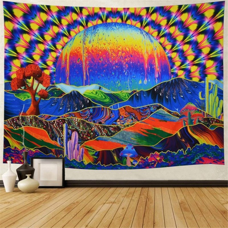Sunny Hills Official Glow Tapestry UV Art Decor - Vibrant Blacklight Wall Hanging for Bedroom, Dorm & Party Decorations