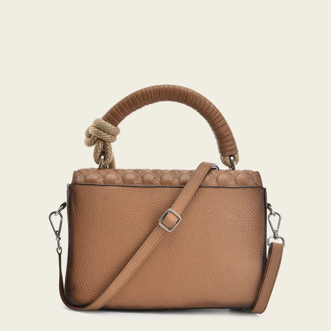 BODOURS Women's Western Style Cowhide Leather Crossbody Bag - Almond Brown Casual Handbag for Everyday Use, Travel & Shopping