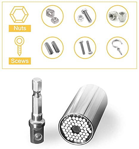 Universal Socket Wrench Set (7-19mm) - Multi-Function Ratchet Tool with Power Drill Adapter - Perfect Gift for Men, DIY Handyman, Father's Day - Ideal for Home Repairs, Automotive Maintenance & Construction Projects