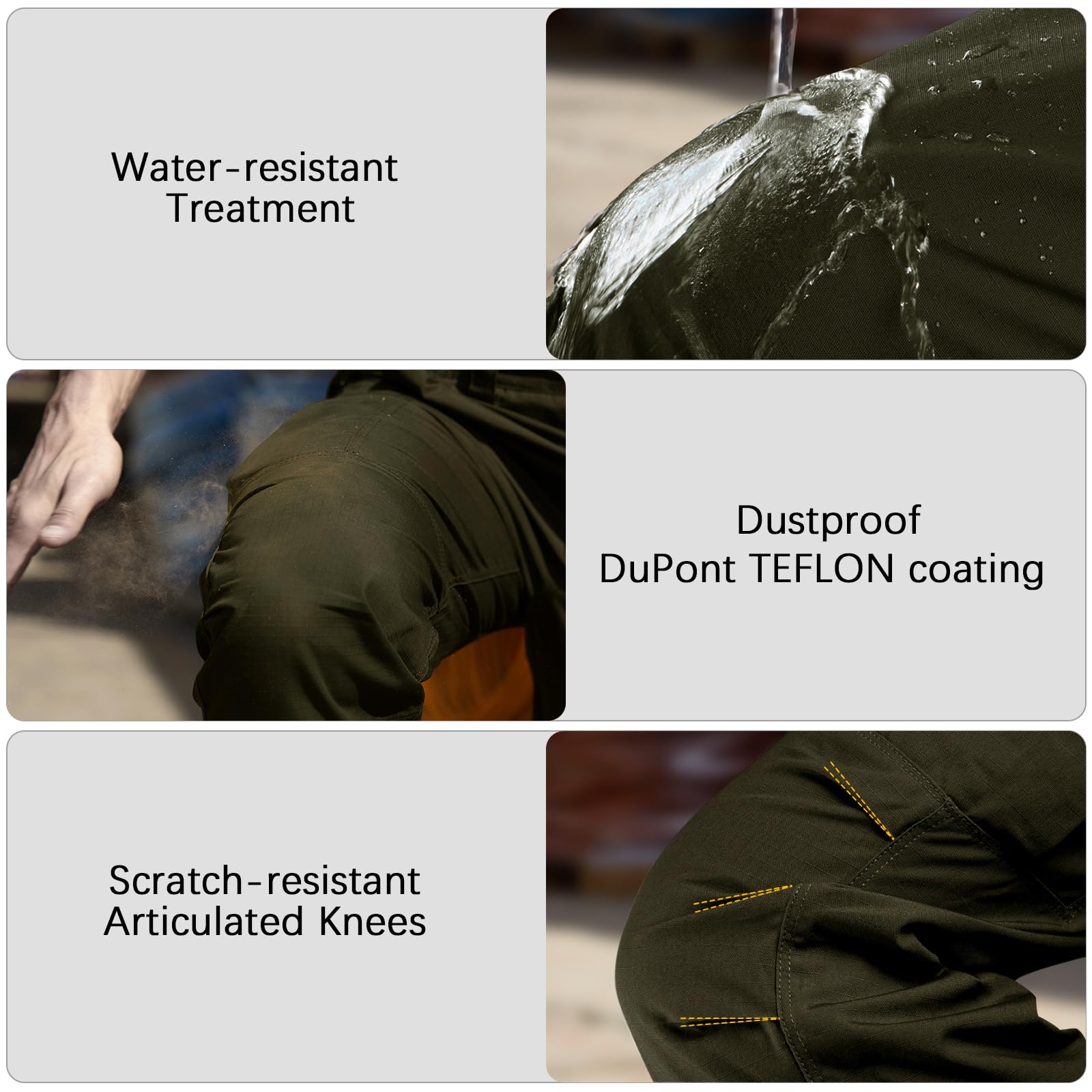 FREE SOLDIER Men's Tactical Cargo Pants - Water Resistant Ripstop Work Pants for Outdoor Hiking, Camping & Adventure | Lightweight Durable Men's Pants for Work & Outdoor Activities