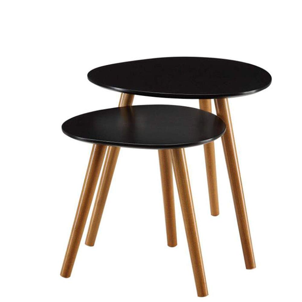 Round Nesting Coffee Table Set of 2 - Modern Side & End Tables for Living Room, Bedroom Nightstand or Office - Space Saving Design in Black, White & Brown | Perfect for Small Spaces, Apartments & Home Decor