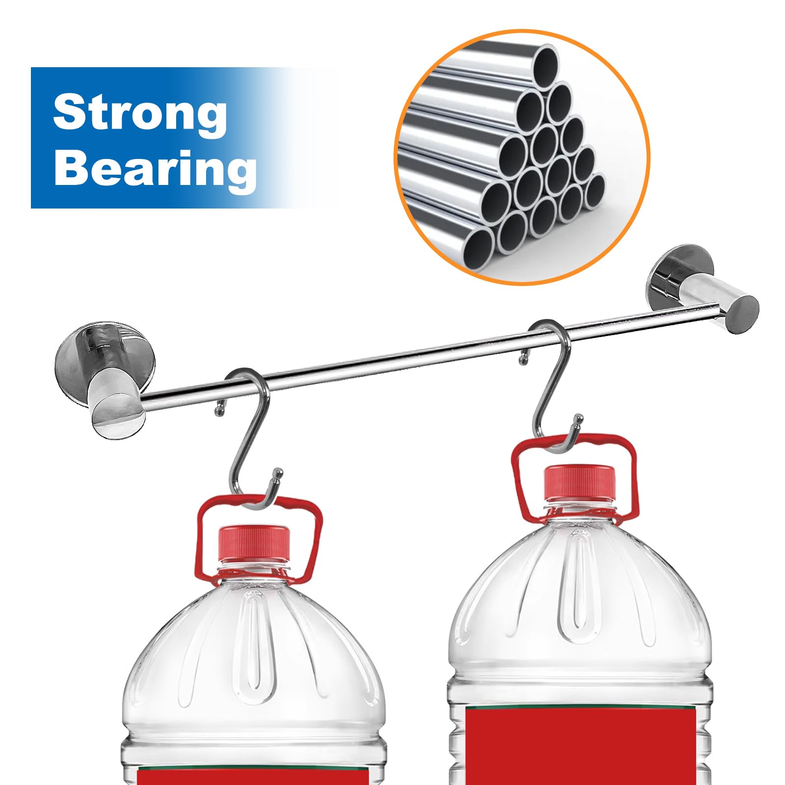 18 Inch 304 Stainless Steel Bathroom Hardware Set - Chrome Polished Towel Racks, Toilet Paper Holder & Robe Hooks for Modern Bathroom Decor - Perfect for Spa, Hotel & Home Bathroom Organization