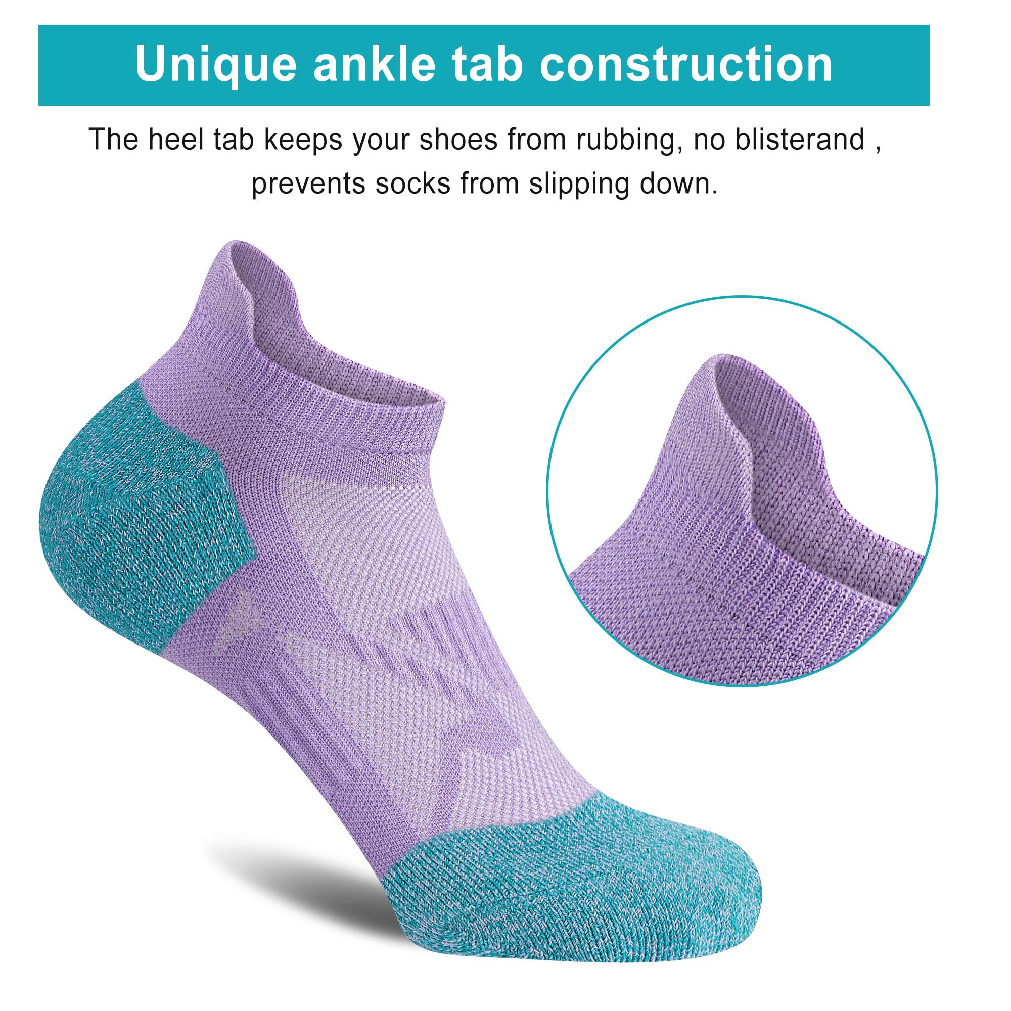 Gonii Women's No Show Ankle Socks - 5-6 Pairs Breathable Running Athletic Socks with Compression & Cushioning - Perfect for Workouts, Jogging & Daily Wear