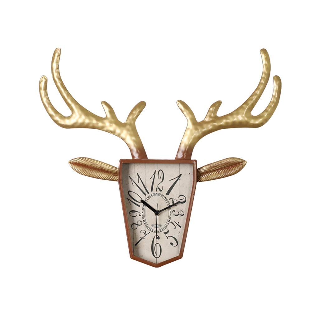 TOMYEUS Vintage Deer Head Wall Clock - Silent Non-Ticking Large American Shaped Wall Decor for Living Room, Restaurant, Fireplace (Brown, X-Large) - Perfect for Rustic Home Decor & Cabin Style Interiors