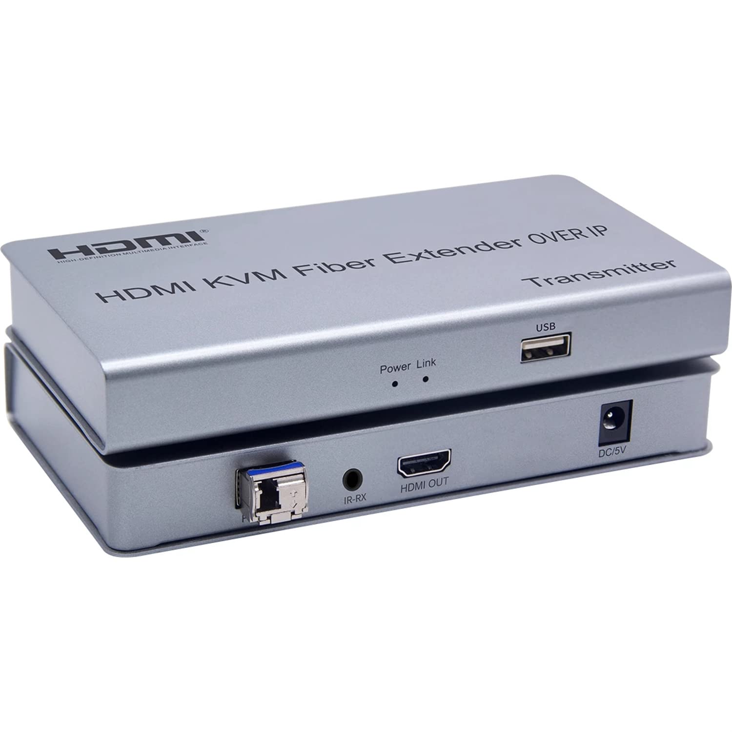 HDMI KVM Fiber Extender Over IP - 20KM USB 2.0 KVM Switch with LC/SC Fiber Cable for PS4, Monitor & PC - Keyboard/Mouse Sharing Solution for Home Theater & Office Workstations