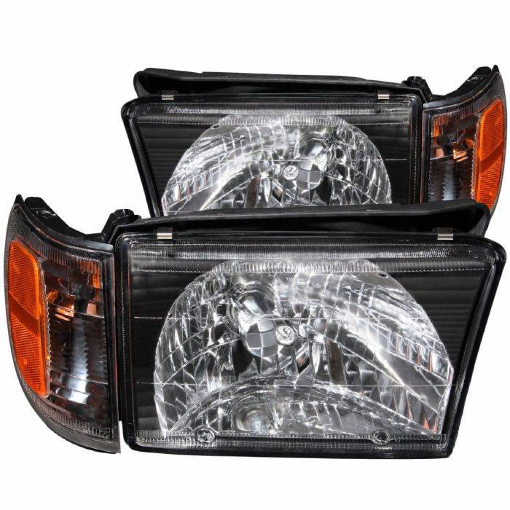 ANZO Crystal Black Headlights for 1999-2002 Toyota 4Runner | Replacement Headlight Assembly with Clear Lens | Perfect for Night Driving & Off-Road Adventures