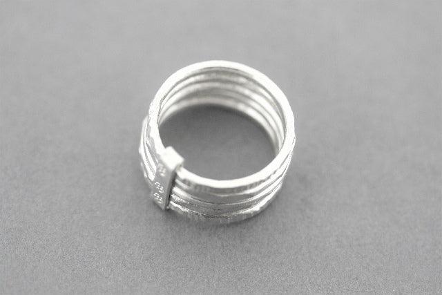 5 in 1 Silver Stacker Rings for Women - Adjustable Minimalist Stackable Rings Set - Perfect for Layering, Everyday Wear & Gift Giving