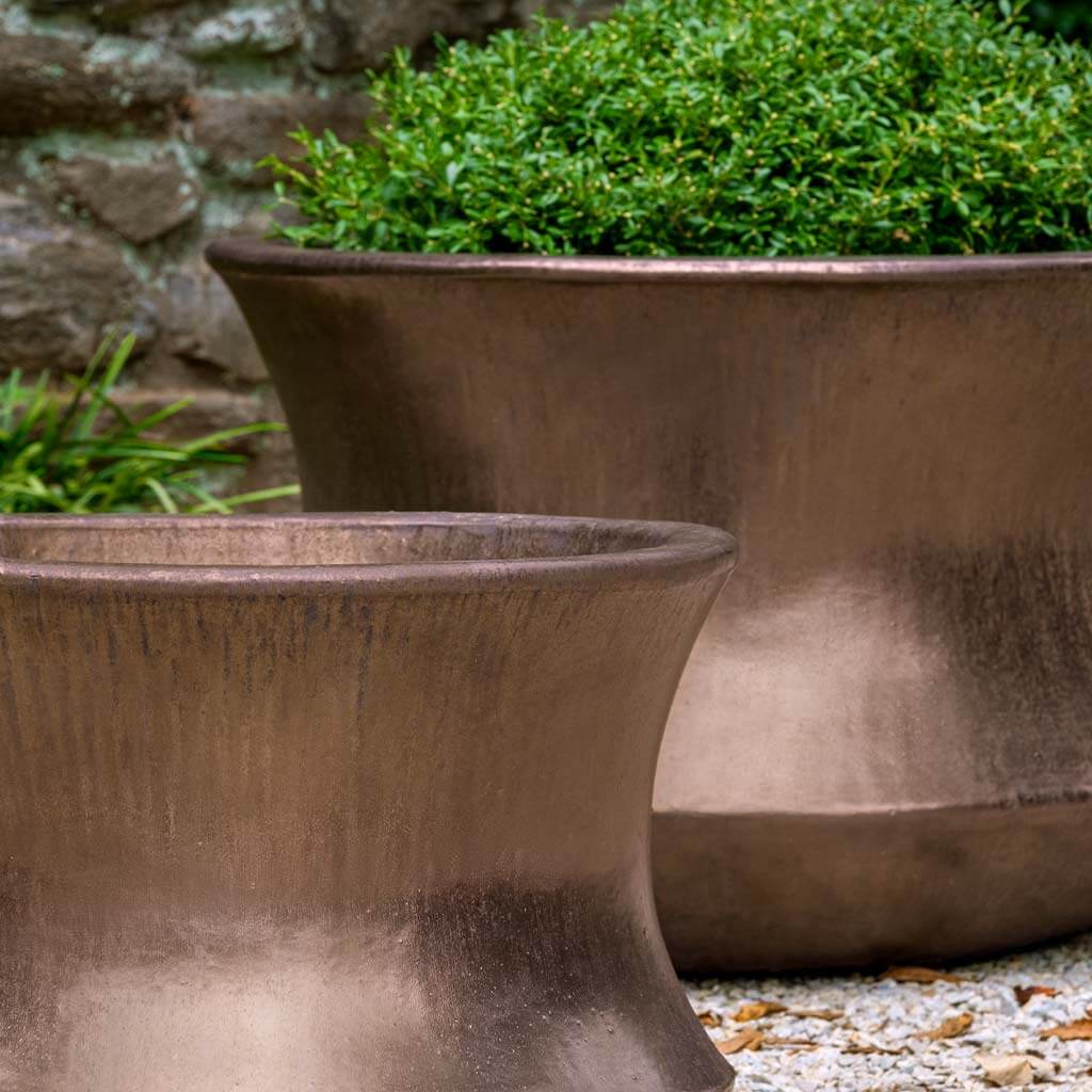Premium Bronze Jura Planters Set of 2 - Elegant Indoor/Outdoor Flower Pots for Patio, Garden & Home Decor - Campania International