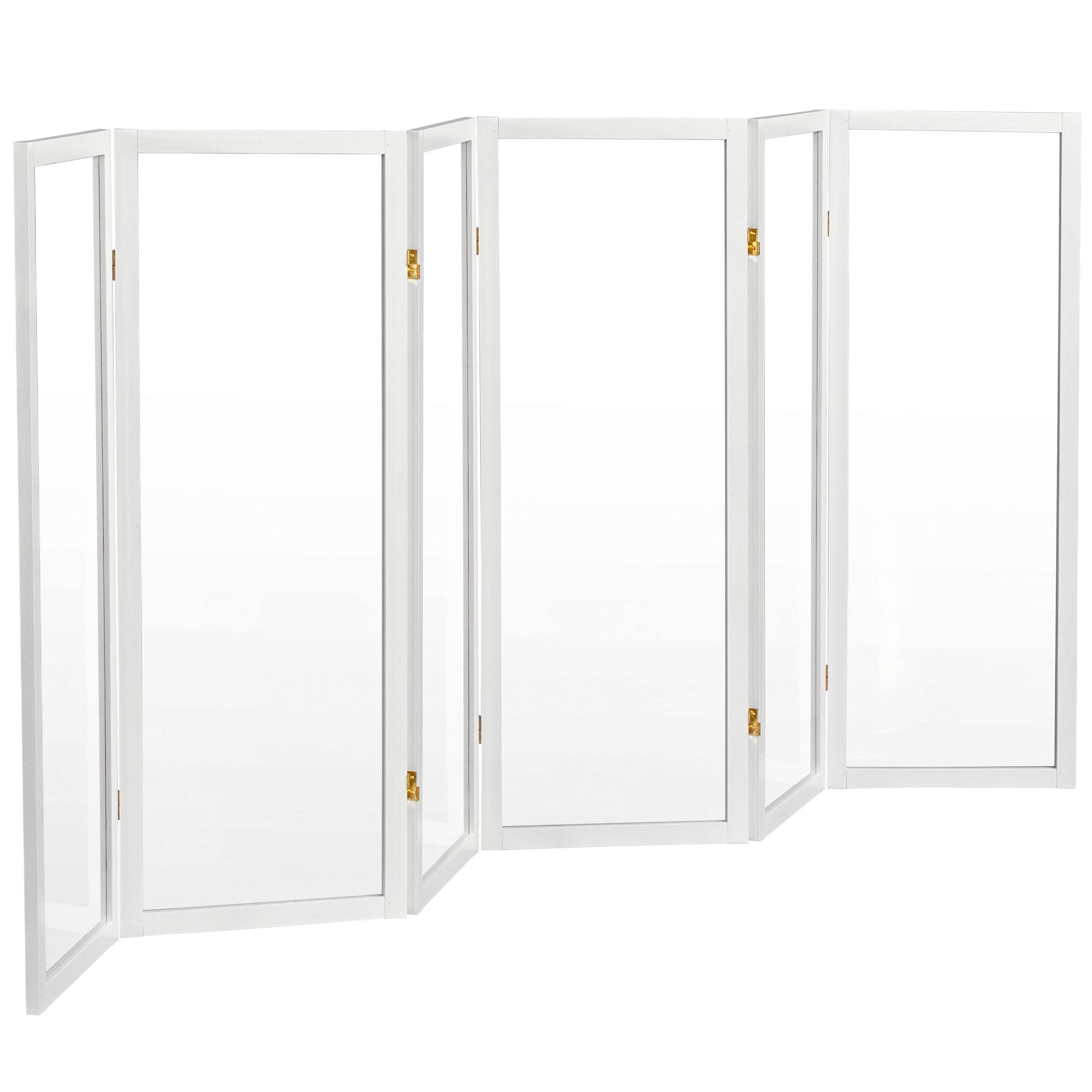4 ft. Short Clear Plastic Partition White 6 Panel - Office Desk Divider, Social Distancing Screen for Schools, Restaurants & Retail Stores