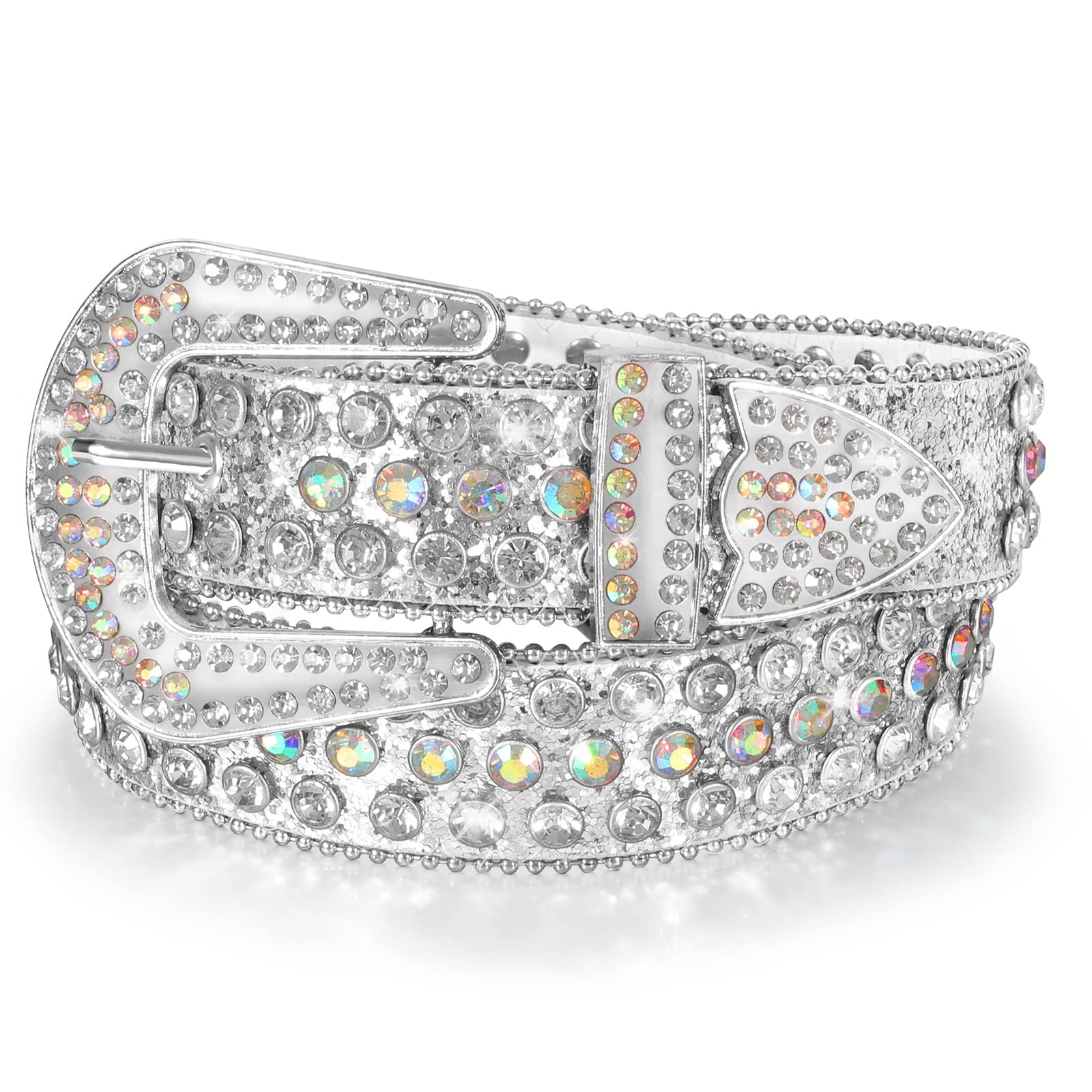 JASGOOD Rhinestone Belt for Women & Men - Bling Western Cowgirl Cowboy Studded Leather Belt with Diamonds - Stylish Waist Belt for Jeans, Pants - Perfect for Country Concerts, Rodeos & Western Fashion