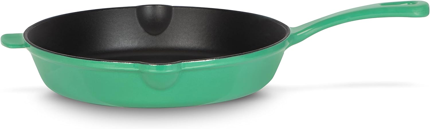 Cuisinart CI22 24SGNC 10-Inch (25cm) Cast Iron Skillet - Sea Green Nonstick Frying Pan for Stovetop, Oven & Grill - Perfect for Searing, Baking & Frying Steaks, Eggs & Pancakes