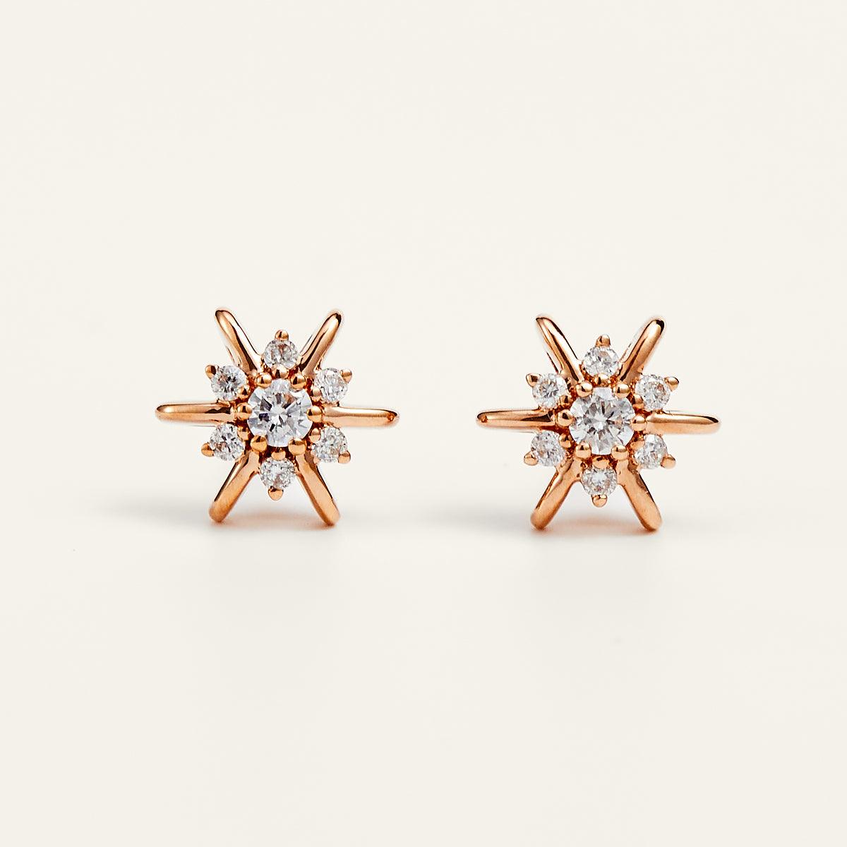 Helios' Charm Sunflower Diamond Gold Stud Earrings for Women | 14K Yellow Gold Floral Earrings with Real Diamonds | Perfect for Weddings, Anniversaries & Everyday Elegance