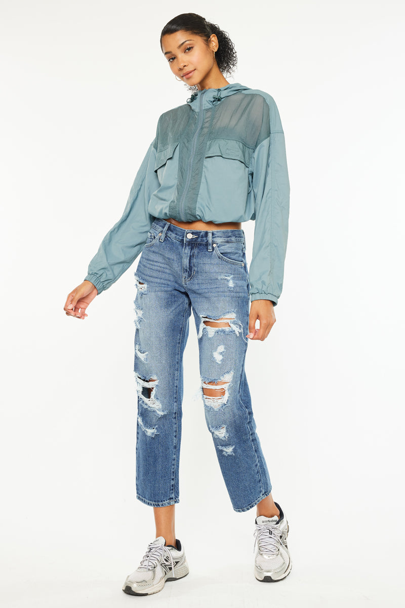 Effy Women's Mid Rise Boyfriend Jeans - Comfortable Stretch Denim Pants for Casual Wear & Everyday Outfits