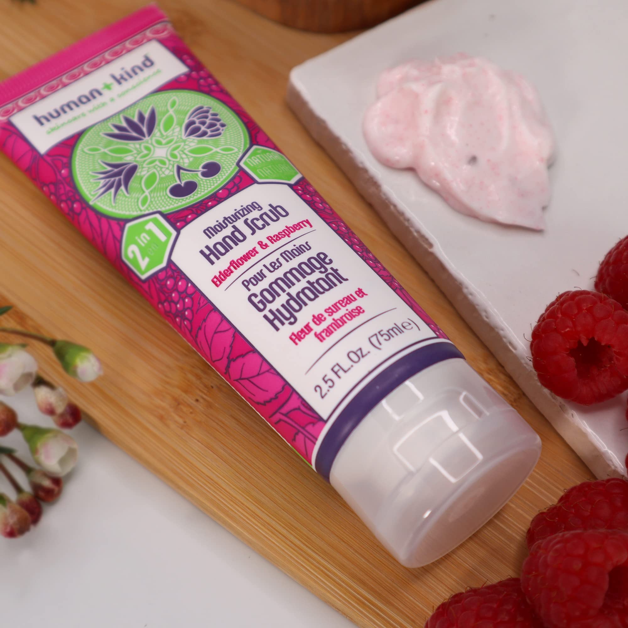 Human+Kind Hand Set - Exfoliating Hand Scrub & Hydrating Hand Cream with Elderflower & Raspberry, Vegan & Cruelty-Free Skincare - Perfect for Dry Hands, Spa Day at Home, and Gift Giving