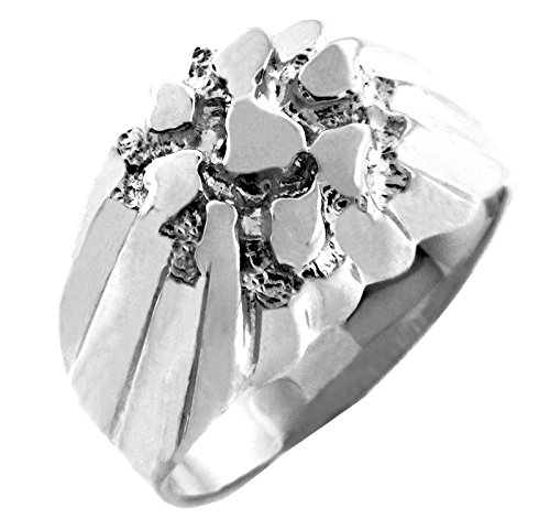 Men's 925 Sterling Silver Nugget Ring 'The King' - Size 10.25 - Bold Statement Jewelry for Everyday Wear & Special Occasions