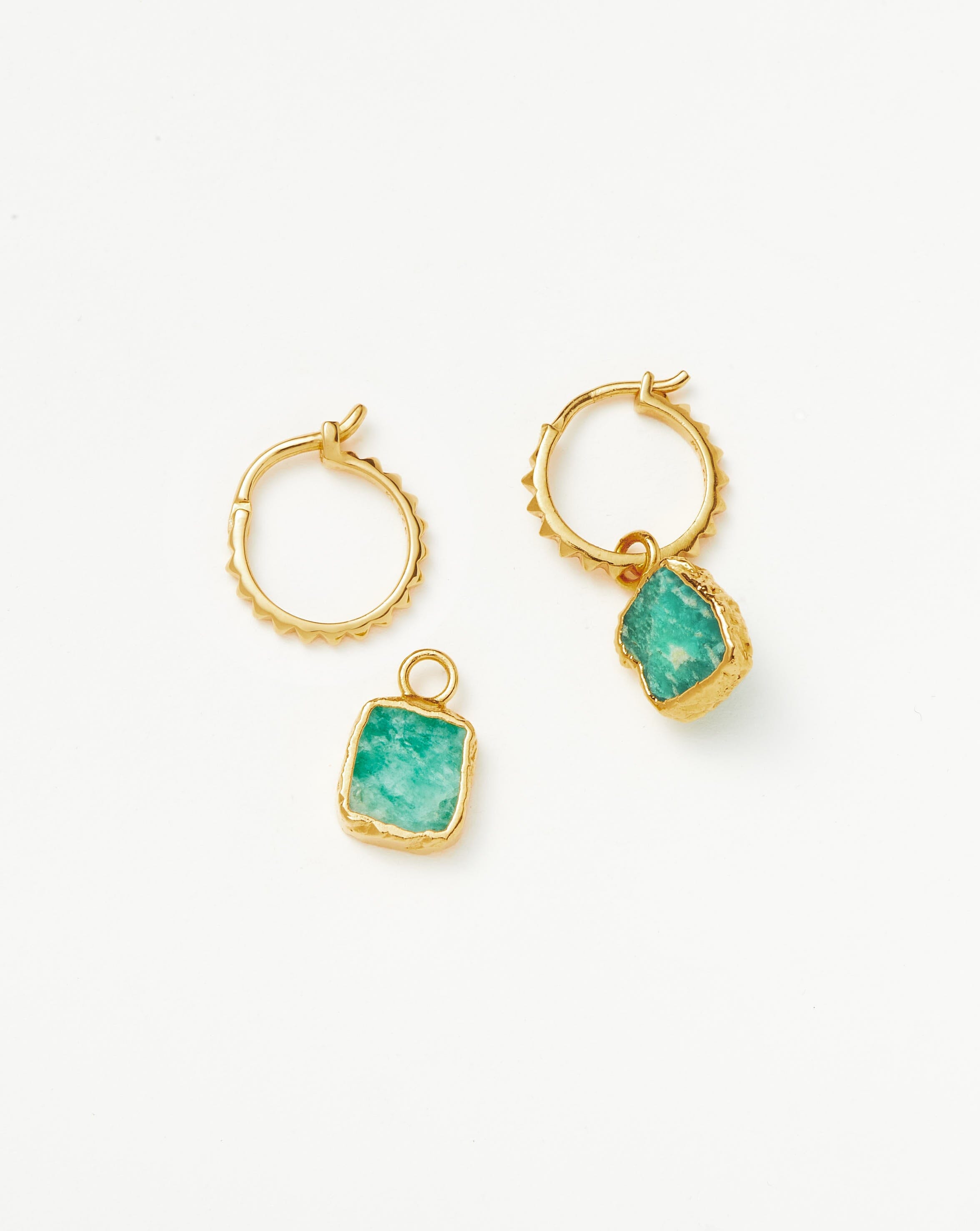 Mini Pyramid Charm Hoop Earrings - 18k Gold Vermeil & Amazonite Gemstone | Dainty Boho Jewelry for Women | Perfect for Everyday Wear, Parties & Gifts