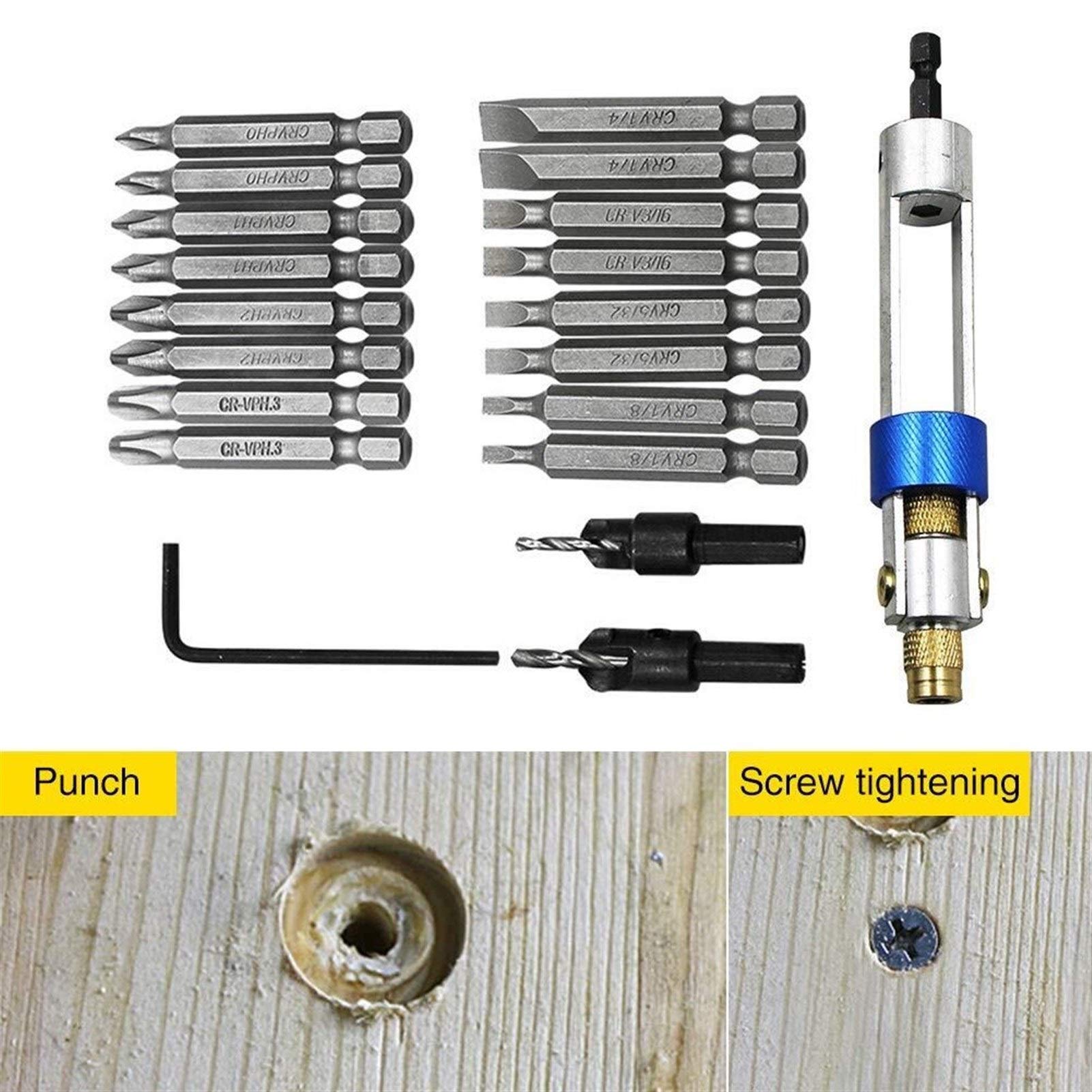 20-Piece Multi-Functional Screwdriver Bit Set - HSS Drill Driver Bits with Storage Box for Professional & DIY Use - Includes Allen Wrench & Countersink Bits - Perfect for Home Repair, Furniture Assembly & Automotive Maintenance