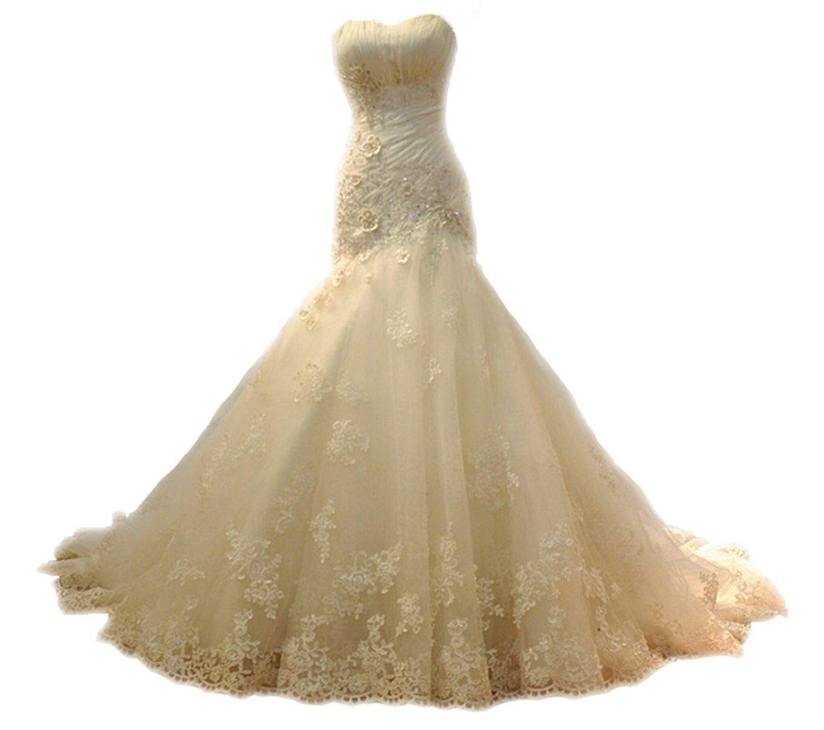 Snowskite Women's Sweetheart Mermaid Lace Wedding Dress - Elegant Bridal Gown for Beach, Church & Formal Ceremonies