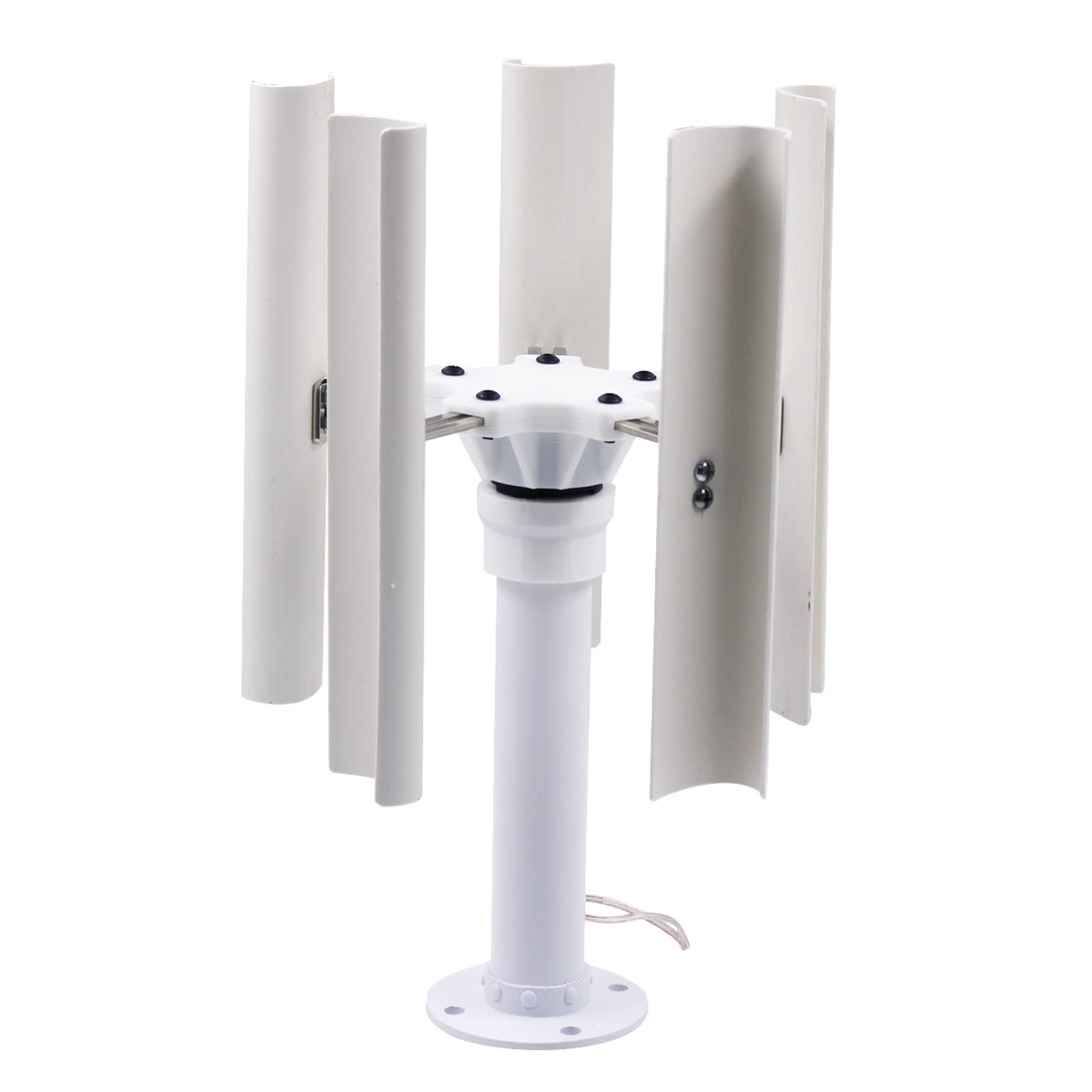 35W Portable Vertical Axis Wind Turbine - 3 Phase Permanent Magnet Brushless Generator with 5 Blades for Low Wind Speed - Outdoor Windmill Power Generator (White) - Perfect for Camping, RV, Off-Grid Homes & Emergency Power Backup