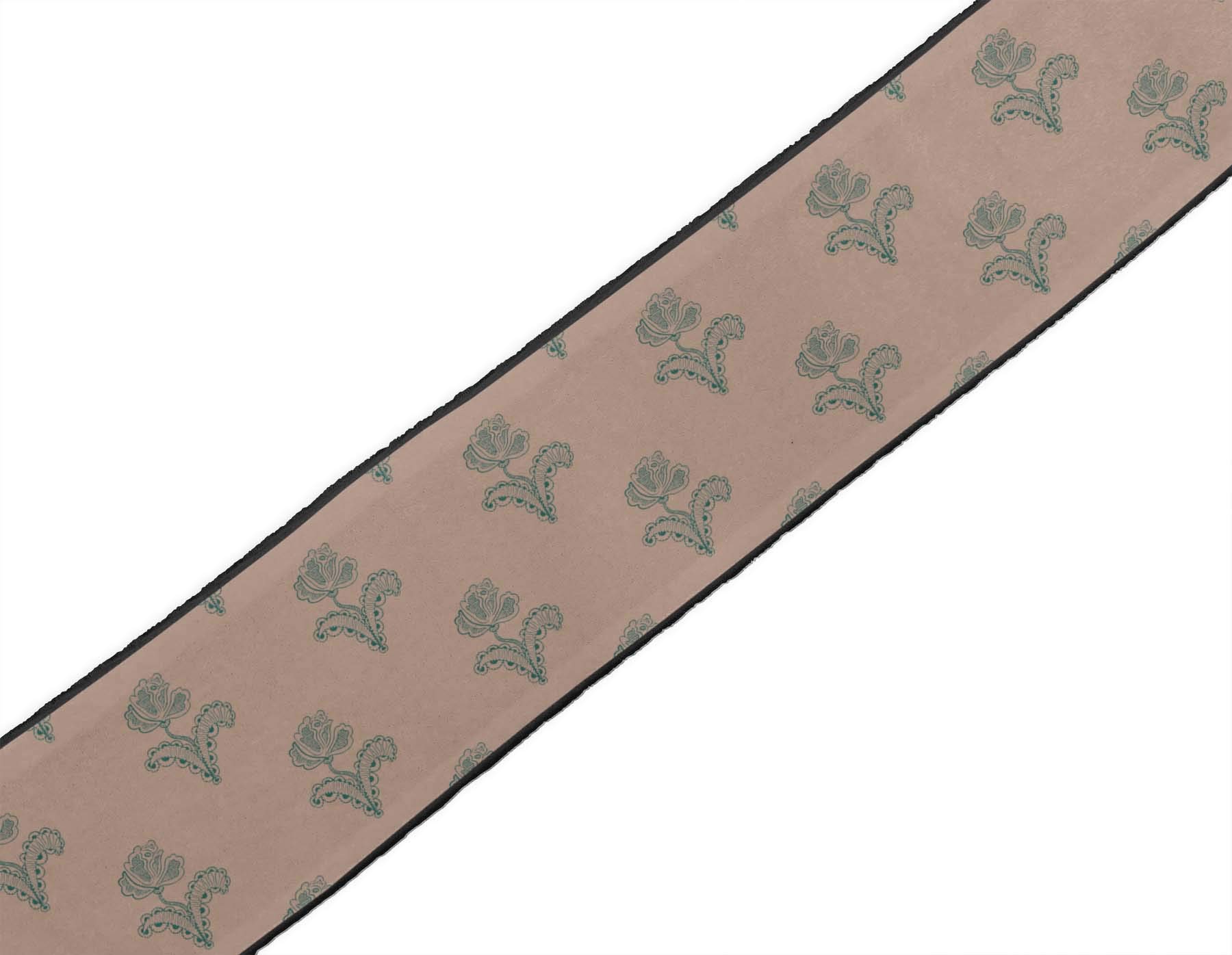 Green Leaves & Floral Block Printed Dupion Fabric Ribbon Trim - 9 Yards, 3 Inches Wide for Crafts, Sewing & DIY Accessories | Perfect for Dressmaking, Home Decor, Gift Wrapping & Scrapbooking